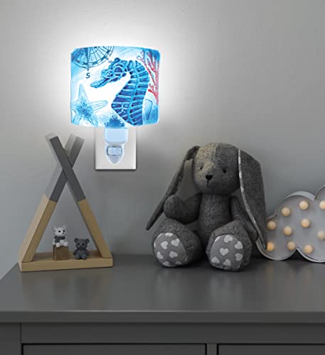 Puzzled Sea Horse Night Light, Glass Art Plug In Decorative Socket Lamp Manual On & Off Portable Lights For Stairway Bedroom Bathroom Nursery Kids Accessory Home & Kitchen Decor #TOP6