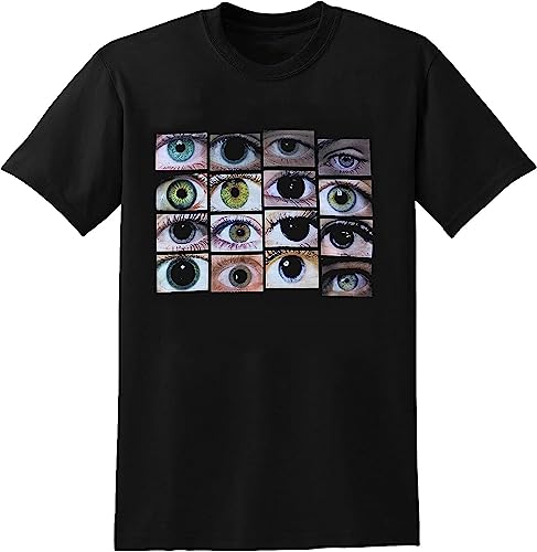 T-shirt hip-hop Eyes World manches courtes en coton premium noir haute densité