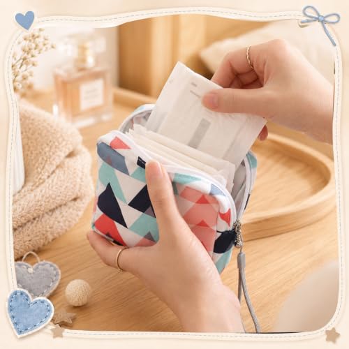 Image of Paterr 24 Pcs Sanitary Napkin Storage Bag Set Including Portable Period Pouch Hand Wrist Strap Lanyard String Holder Tampons Holder Pouch First Period Gift for Teen Girls(Cute Style)