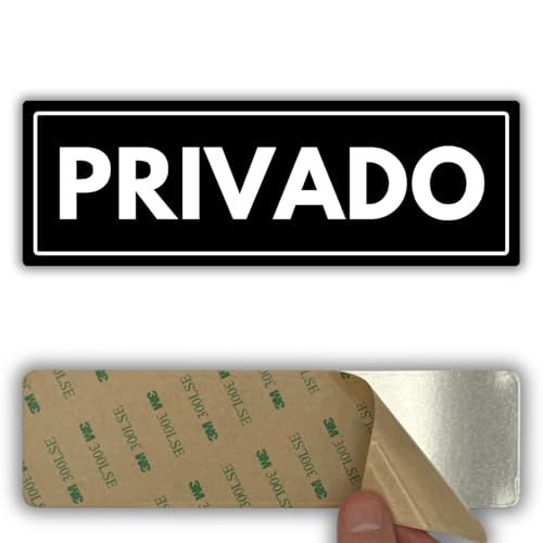 LEIASA | Señal Privado - 7,5 x 23 cm - Grosor 2 mm - Acrílico - Placa Adhesiva - Cartel Zona Privada - Rótulo Acceso Restringido - (Señal Privado)