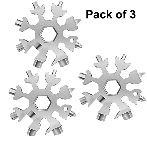 Image of GTC Steel Snowflake 18-in-1 Multi-Tool Keychain Screwdriver Bottle Opener Tool (CH-1801, Silver) (3)