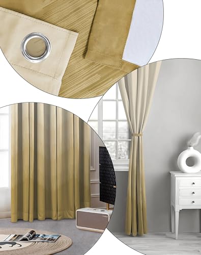 Image of Kivo Digital Print 85% Blackout Curtains for Long Door /Window, Thermal Insulated, Tie Back, Wider Width 50 in, Eyelet Curtains for Living Room /Bedroom (Cream 9 ft Set of 1)