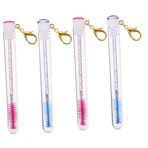 PACKOVE 4pcs Keychain Eyelash Brush Tubes with Ergonomic Wand for Makeup Use Compact Mascara Bottles for Eyelash Extensions and Eyebrow Combing Each