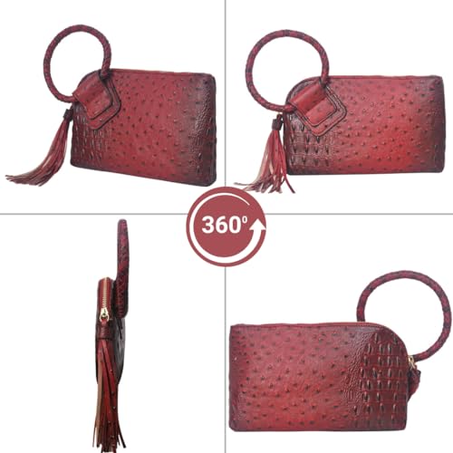 Image of NGIL Faux Leather Mini Wristlet Purse | Women's Handbag, Fashion Wristlet Wallet, Compact Everyday Purse with Fringe Tassel