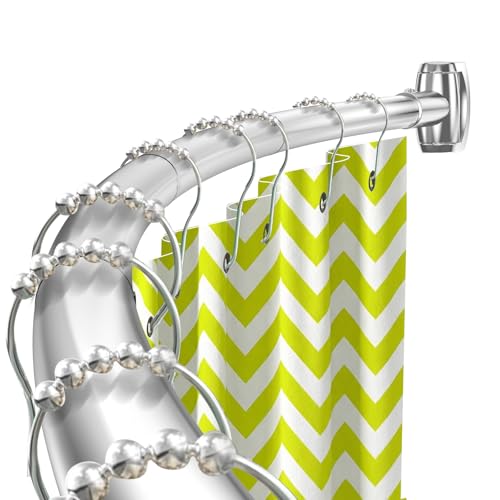 Silver Curved Shower Curtain Rod 33-78 Inches Adjustable Splicing Design Curved Shower Rods Round Shower Curtain Rod Rust Proof Stainless Steel Curved Shower Rods For Bathroom Need to Drill