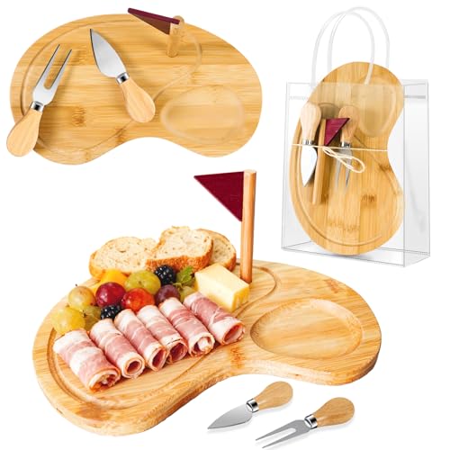 Tabla de cortar de bambú con cuchillos set golf miniatura 1