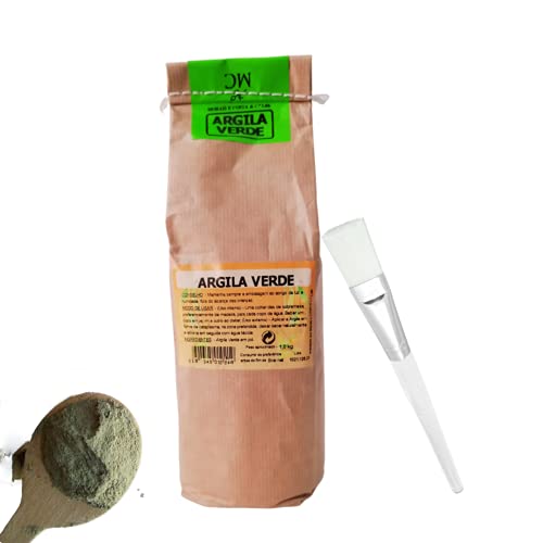 Argile VERTE en Poudre Montmorillonite Bio 100% Naturelle avec Spatule 1KG pour Masques et Gommages - Emballage Écologique Papier Kraft (Vert)