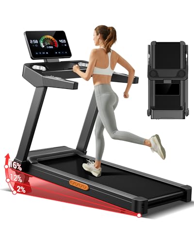 UMAY Tapis de Course avec Inclinaison de 16%, 14KM/H Tapis Roulant Pliable avec Surveillance de Fréquence Cardiaque, Treadmill Home...