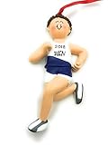UUC Personalized Runner Brown Boy Christmas Ornament 2021