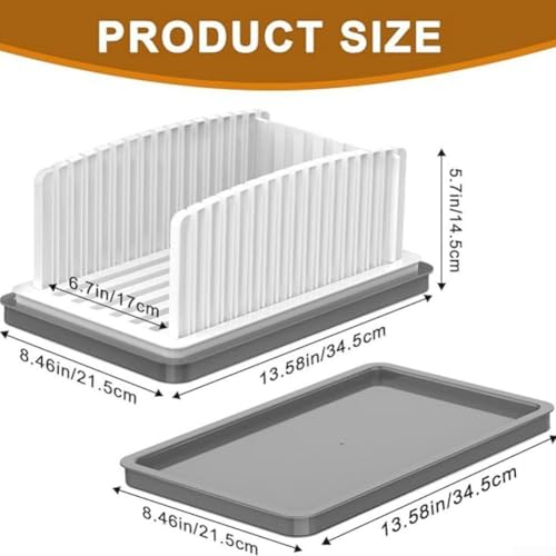 CWOQOCW Adjustable Bread Slicer with Crumb Tray for Uniform Slices of Homemade Bread Bagels and Cakes Foldable PP Plastic Dishwasher Safe - Image 3