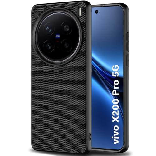 Image of TheGiftKart Back Cover Case for Vivo X200 Pro 5G | Slim & Lightweight | Ultra-Premium Design | Camera Protection Bump | Fabric Texture Case Cover (PC & TPU, Black)