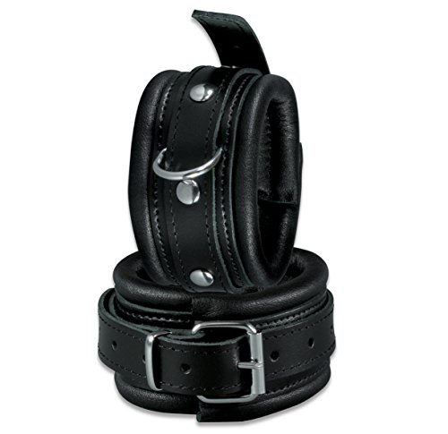 Bondage echt Leder Hand Fesseln gepolstert schwarz Handfesseln in TOP Qualität