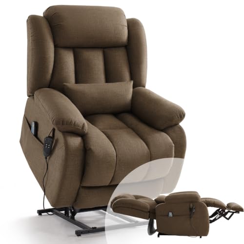 Image of Infinite Position Lay Flat Power Lift Recliner Chair for Elderly, Brown