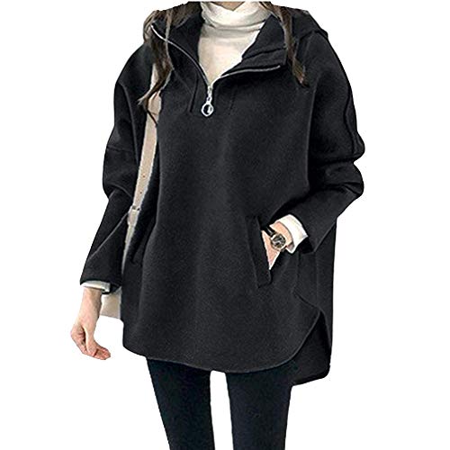 [ Big laugh (ビッグラフ) ] パーカー フリース 長袖 フード ファスナー シンプル 無地 裏毛tシャツ スポーティングソルト1 記念日 ホワイト スリープ ルームウェア 丈 可愛い 2019 パンツ セクシー 夏物 冬服 個性的 アラフォー 流行りもの 女子 フリースタンド 大きい ゆるカジ ブイ ジャージ ゆるふわ ゆったり ラフ レディース (ブラック, XXL)