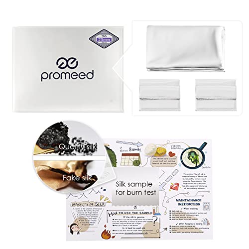 Promeed 22 Momme Silk Full Bedding Sets White With Zippered Duvet Cover And Pillowcases, 3 Piece Bed Set, Anti-Allergy Real Silk Duvet Cover Set (Champagne, Full) #TOP5