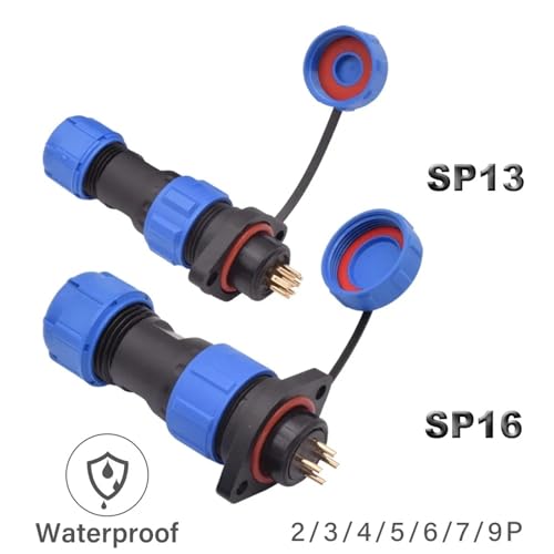 Conector SP16 4 pines de aire con chasis impermeable y rosca macho hembra 3