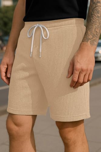 Image of Vogaan Men's Casual Slim Fit Shorts | Stylish Above Knee Shorts with Elastic Waist & Side Pockets Summer Wear for Gym Lounge Travel & Outdoor