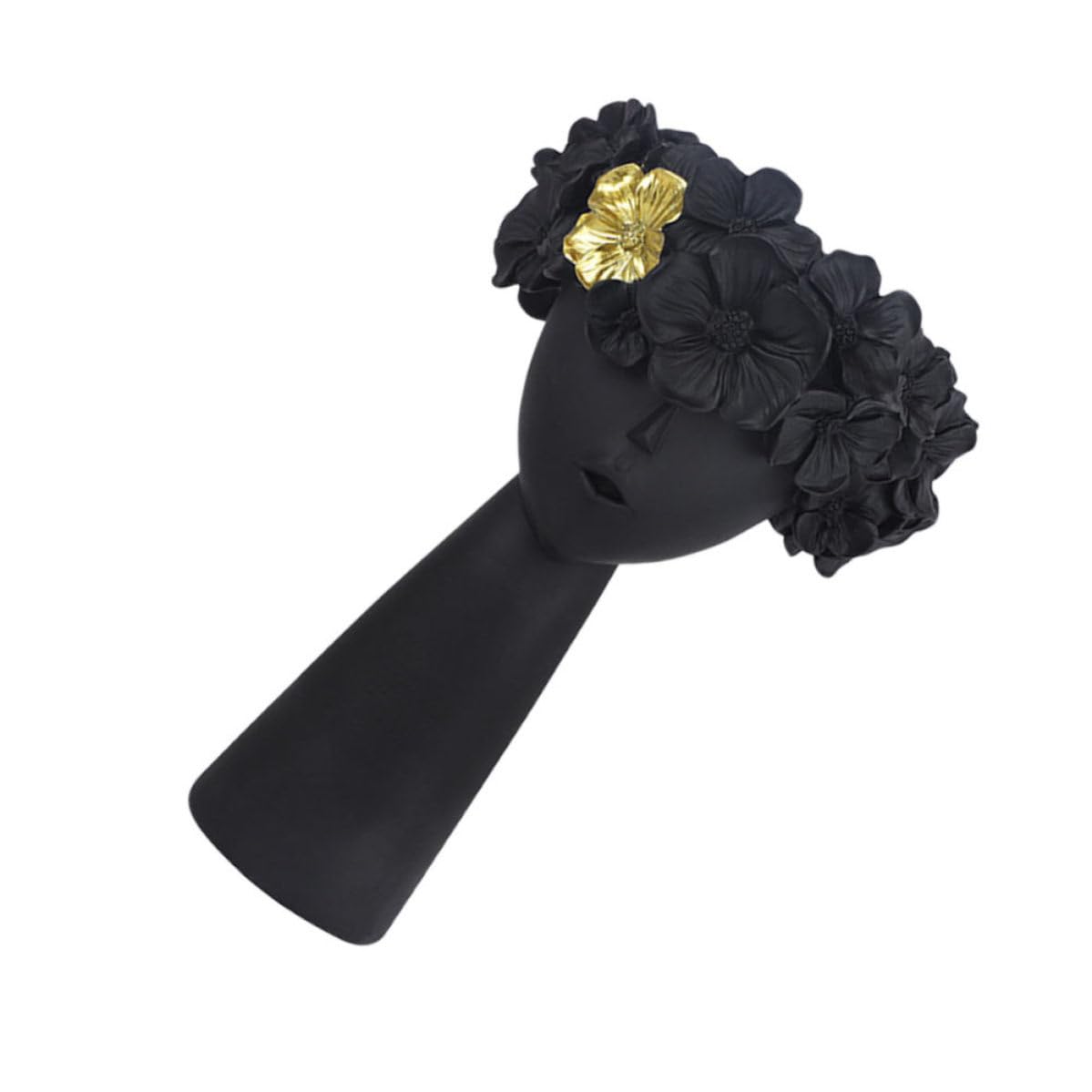 Vaso Decorativo in Resina Nero, Creativo e Artistico per Casa | Contenitore Mobile Antiscivolo, per Camera da Letto e Soggiorno, Accessorio Incluso