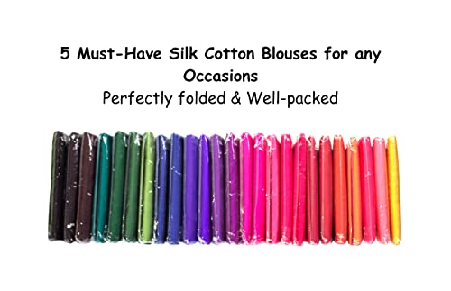 Image of Nilavan Stylish Silk Cotton Blouse Materials | Traditional Unstitched Blouse Pack | Multi-Color Blouse Pieces for Women