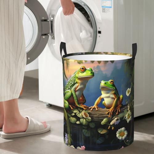 Panier à linge poignées intégrées grand modèle imperméable motif grenouilles - 8