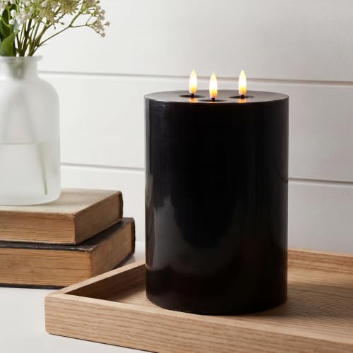 Image of Retisee 1 Pack Black Extra Large Flameless Candles 6 inch X 8 inch,Classic