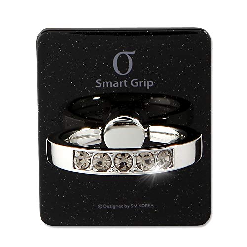 Smatixx Cell Phone Ring Holder & Grip with Luxury Oktant Crystal Universal Kickstand Compatible with All Major Smartphones | Charlotte (Black - Perl Black Diamond)