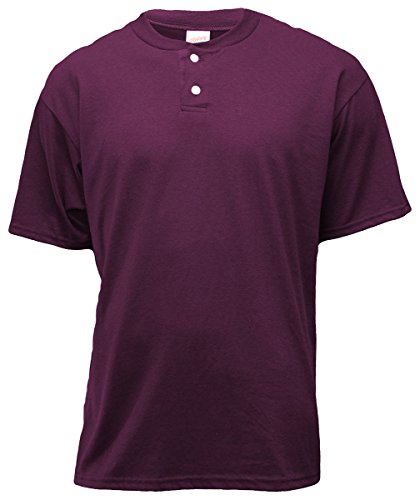 Soffe Men's 2-Btn Henley 50/50 Maroon SML
