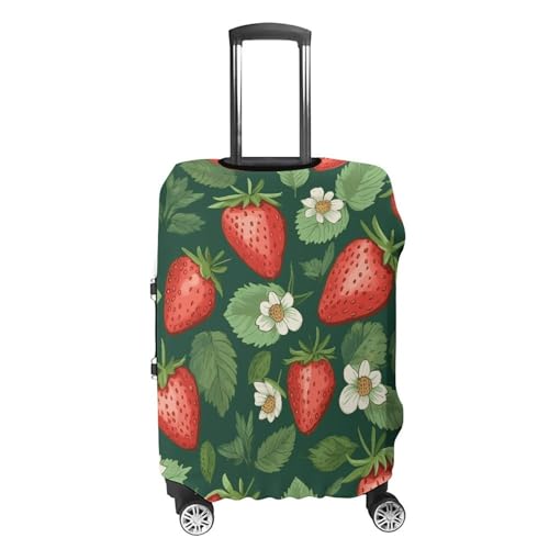Fresh Strawberries And Leaves Travel Luggage Cover Anti-scratch Suitcase Cover Elastic Suitcase Protective Cover Fits 19-32 Inch Luggage XL4