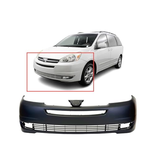 Image of FitParts Compatible with Toyota Sienna 2004-2005 Front Bumper Cover | Primed, With Fog Light Holes, Without Parking Sensor Holes, Ready to Paint, OEM 52119AE900, TO1000272