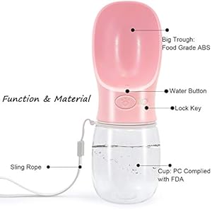 Portable dog water bottle for walking2 76 big trough leak proof pet water bottle for small cat puppy safe and durable non bpa dog drinking water bottle for outdoor hiking pink   cucciolini doodles