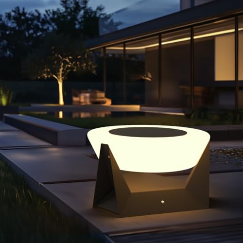 MOD LIGHTING Skye | Solar Post Lights, Fence Solar Cap Lights Outdoor Waterproof IP65, Bollard Lights, LED Outdoor Lamp for Yard and Patio Dimmable with Remote (Large | 15x8 | Warm White)