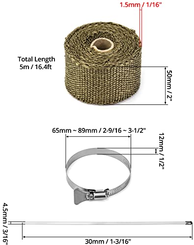 Qwork Fireproof Pipe Wrap, Pipe Insulation Webbing Anti-Scald Chimney Ribbon Furnace Flue Protector With 2 Clips #TOP5