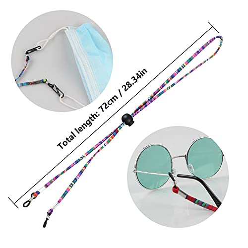 Zeayebsr 3 stuks brilbanden, brilbanden, brilketting met verstelbaar leren briltouw voor dames en heren, kleurrijk… - Image 4