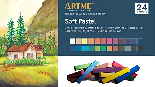 Artme Softpastellkreide 24er Etui - Weiche Pastellkreide - für Künstler, Hobbymaler, Schule, Kunstunterricht.