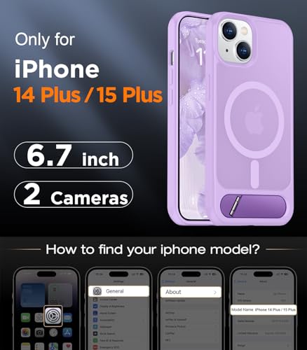 Image of Magnetic Compatible with iPhone 15 Plus Case & iPhone 14 Plus Case, [Built-in Invisible Kickstand][Compatible with MagSafe][Military Grade Shockproof] Slim Translucent Matte Phone Case 6.7 inch
