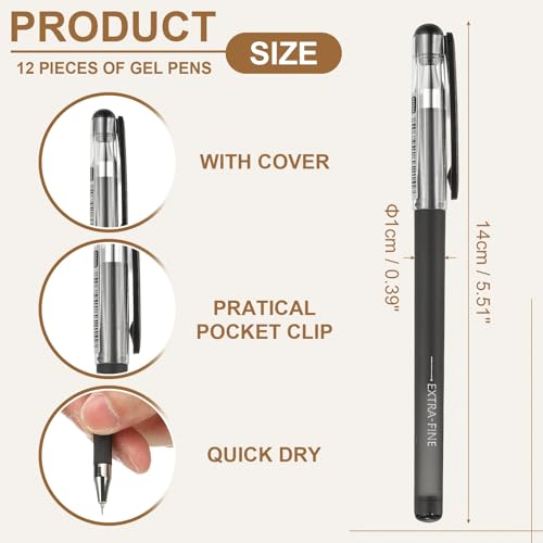 PATIKIL 0.2mm Bolígrafos de Gel Negro Pack 12 miniatura 2
