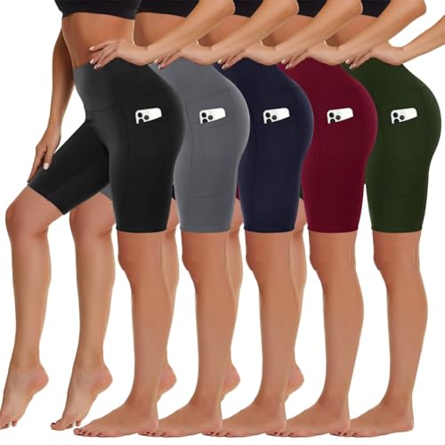 5 Pack Biker Shorts with Pockets