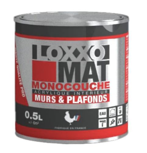 LOXXO - Loxxo Peinture Acrylique Murs & Plafonds - Monocouche - Blanc Mat - Conditionnement 0,5L, Couleur BLANC