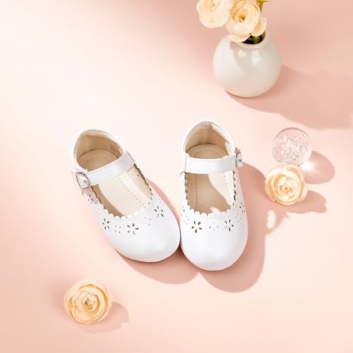 Image of PHIRAMIN Toddler Flower Girl Dress Shoes - Little Girl Mary Janes Flats Wedding