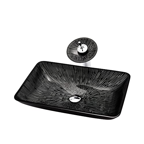 Fregadero de recipiente de baño, fregadero de montaje inferior, lavabo de vidrio templado, fregadero de utensilios de arte de baño con grifo combinado de baño