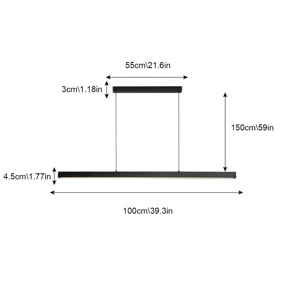 Barre Lumineuse Suspendue linéaire, à intensité Variable de Plafond Noir avec télécommande, Lampe d'îlot de Cuisine, lustres Suspendus de Bureau, éclairage de Table à Manger