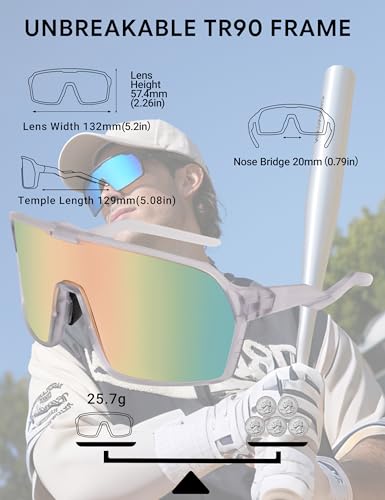 Image of BIRCEN Polarized Baseball Sunglasses for Sports: TR90 Lightweight Running Sunglasses Cycling Glasses for Outdoor Runners MTB
