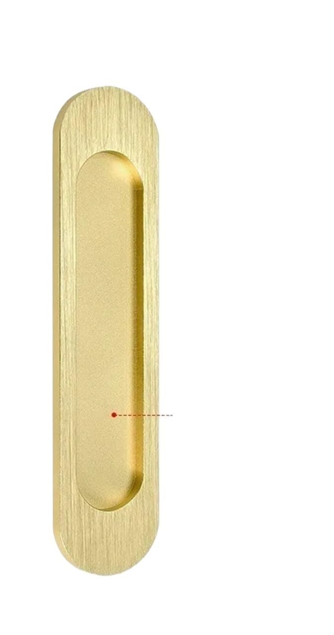 EKalgretrA Recessed Sliding Handles 1 PCS Concealed Buckle Embedded Sliding Door Handles Pull Rectangular or Elliptic(Oval -B- Golden)