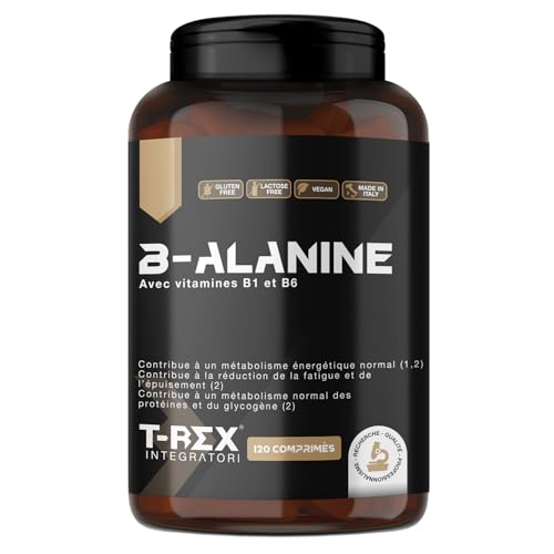 Bêta-Alanine 1000mg 120 comprimés de 1300 mg avec vitamines B1-B6-E - Complément Alimentaire à base d'Acides Aminés B-Alanine, Récupération Musculaire Post-Entraînement Puissante
