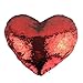 ML - Cuscino di peluche con paillette a forma di cuore, colore: rosso, lunghezza: 35 cm, per decorare la tua camera da letto, divano