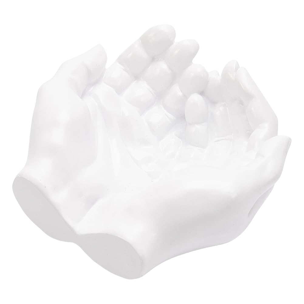 UNICRAFTALE White Hand Keys Holder Bowl Resin Entryway Key Tray Decorative Bowl Key Holder Hand Statue Decor for Desk Living Room Bedroom Organizer Decor 13.5x14.5x6.9cm