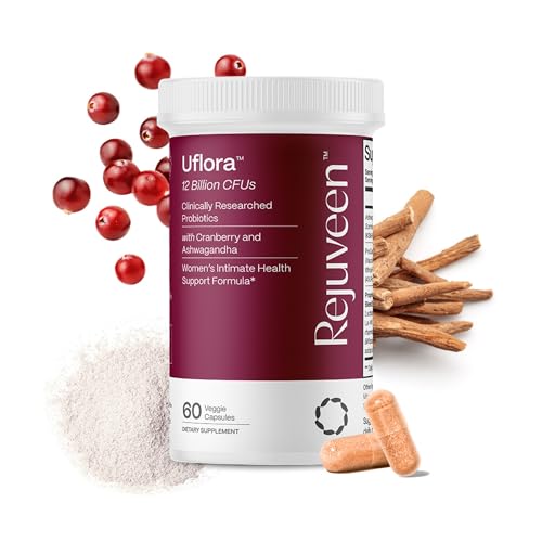 Rejuveen Uflora Vaginal Probiotics | Womens Probiotic Supports Vaginal Health Moisture & Yeast | Enhances Intimate Wellness | Clinically Proven Dosages | Probiotics Cranberry Ashwagandha | 60 Ct