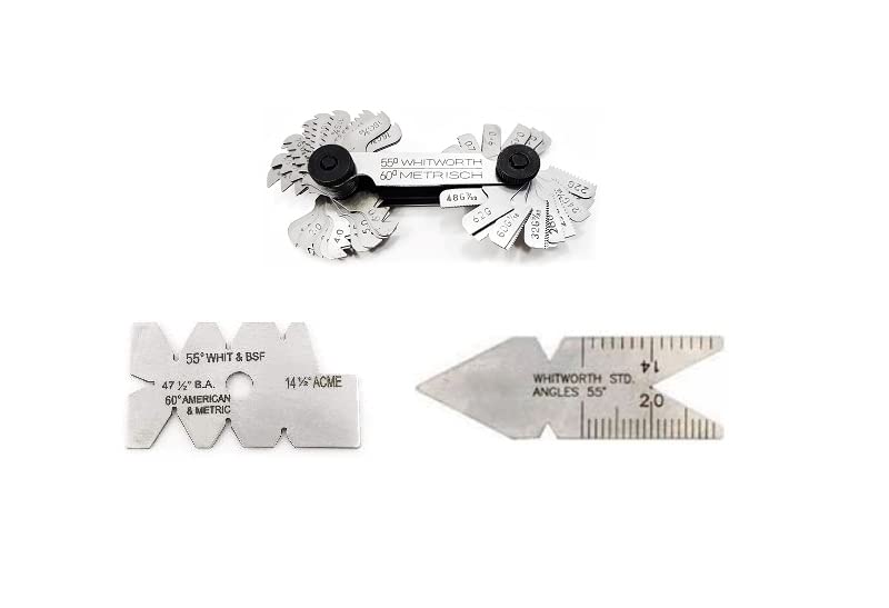 Screw/Thread Pitch Gauge4 to 62 TPI, 0.25 to 6.0 mm, Screw Thread Cutting Gauge & Fishtail Center Gauge 55° degree Inch/Metric (PACK OF 3)