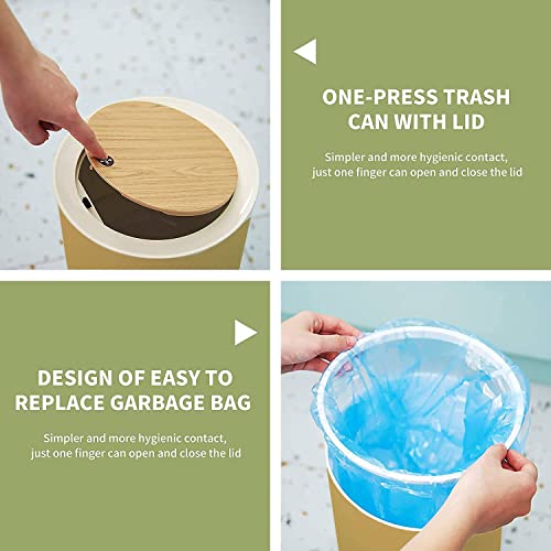 Lgcznwdfhtz Small Trash Can With Lid For Bathroom Kitchen Office Diaper Plain Dijon Mustard Solid Color Bedroom Garbage Trash Bin Dog Proof Waste Basket Cute Decorative #TOP5