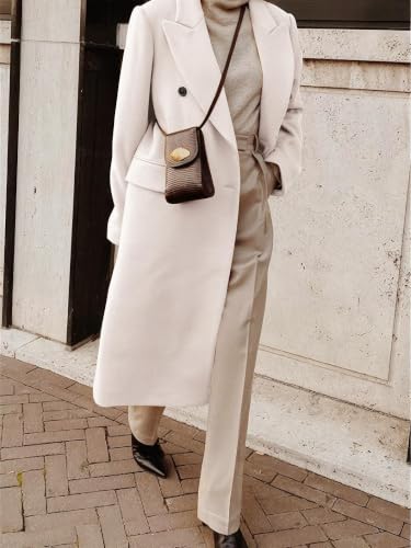 Image of IDEALSANXUN Womens Long Wool Coats Fall Winter Double Breasted Trench Coat Peacoat